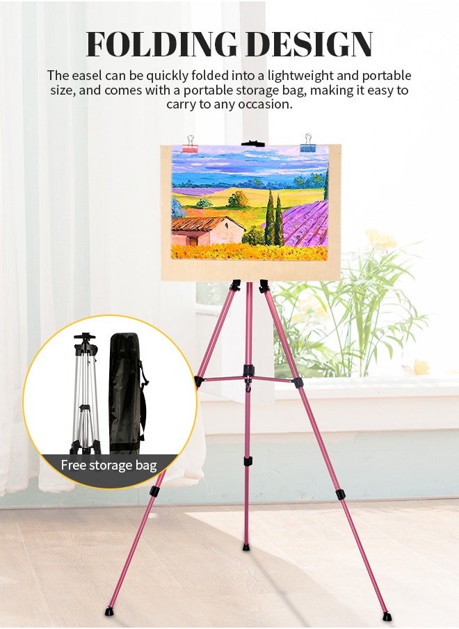 Generic - 61"  Foldable Metal Painting Tripod Adjustable Sketch Easel Stand Portable Artist Display Easel with Bag Painting Canvas Stand for 22"-61"  Poster Whiteboard Display Sign - Image 1