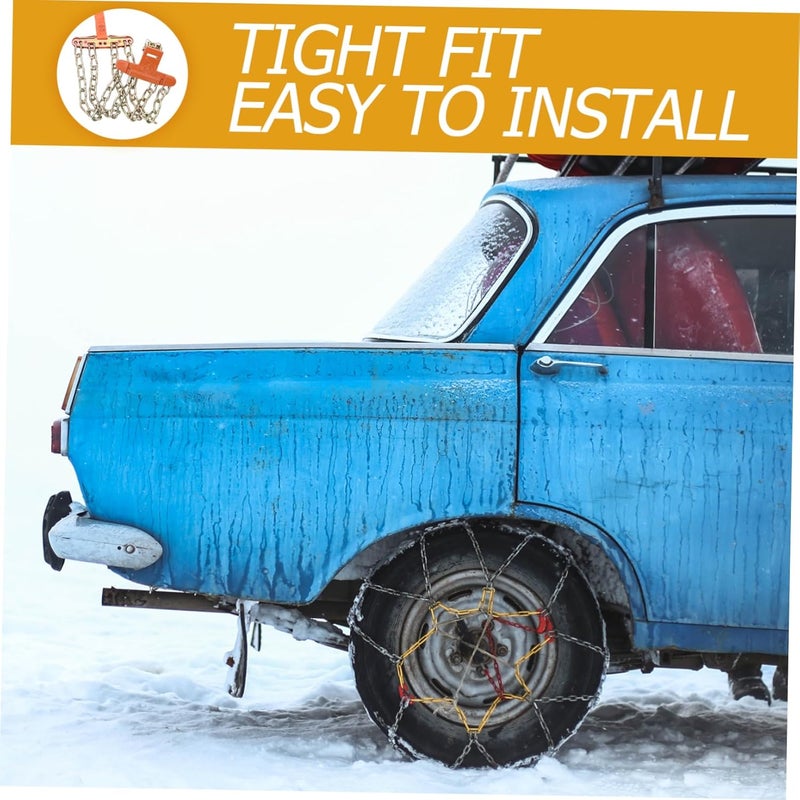 FAVOMOTO 4pcs Durable Snow Chains for Trucks Suvs Anti-skid Tire Chains for Winter Driving Easy Installation Wear-resistant Design Fits Tire Random Color - Image 2