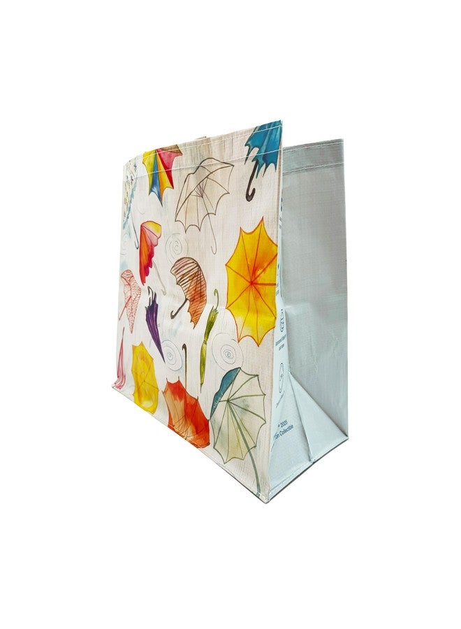 Earthwise Reusable Shopping Bags Made from OceanBound Plastic, Eco Friendly Heavy Duty Totes-17.5" H x 13.5" W x 8" D(5 Pack) (Rain) - Image 2