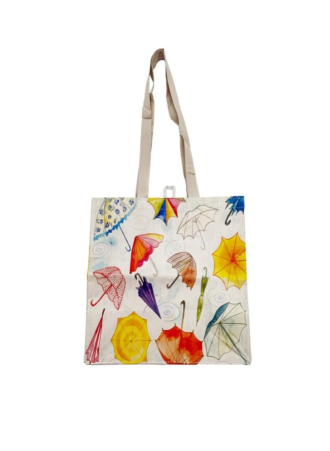 Earthwise Reusable Shopping Bags Made from OceanBound Plastic, Eco Friendly Heavy Duty Totes-17.5" H x 13.5" W x 8" D(5 Pack) (Rain) - Image 3