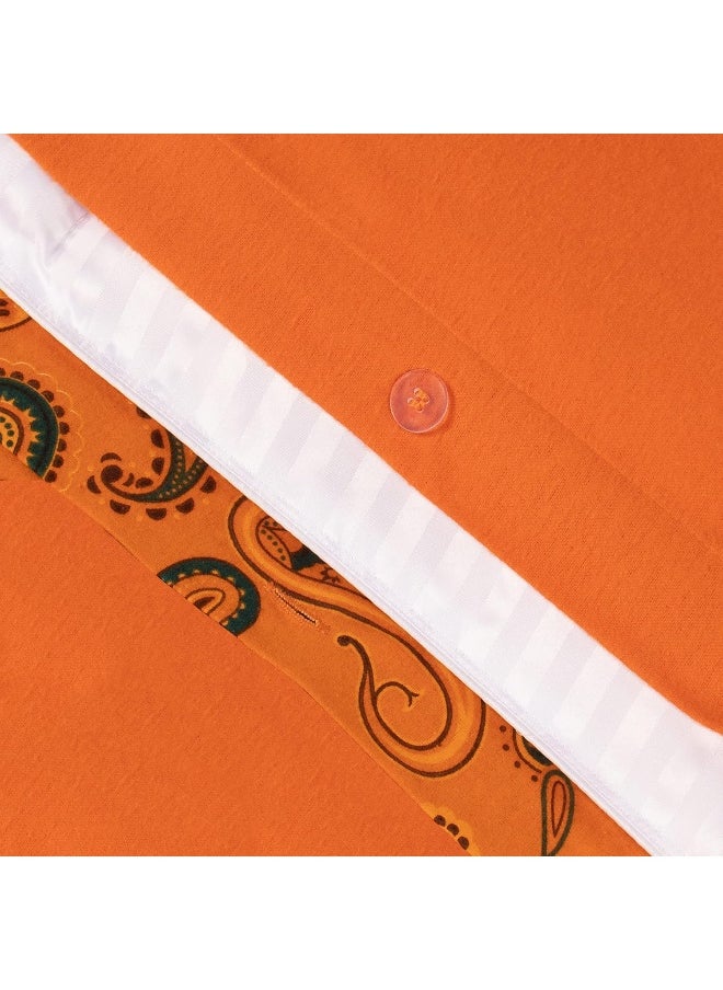 Superior Superior Premium Cotton Flannel Duvet Cover Set, All Season 100% Brushed Cotton Flannel Bedding, 3-Piece Set with Duvet Cover and Pillow Shams - Pumpkin Paisley, Full/Queen  - Image 4