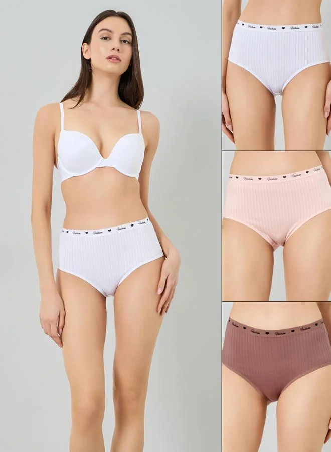 Styli Pack of 3 - Cotton Elastane Rib Full Briefs