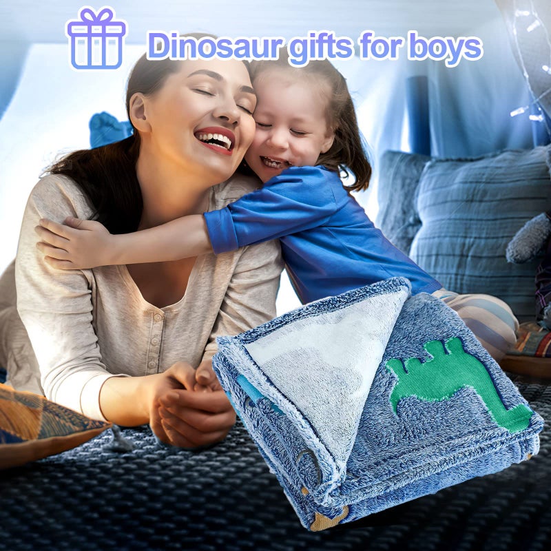 TEHALK Dinosaur Blanket for Boys, Glow in The Dark Blanket for Kids, Toddler Blanket, Dinosaur Gifts for Boys, Soft Fleece Blanket Throw, Birthday Gifts 40"x60" - Image 5