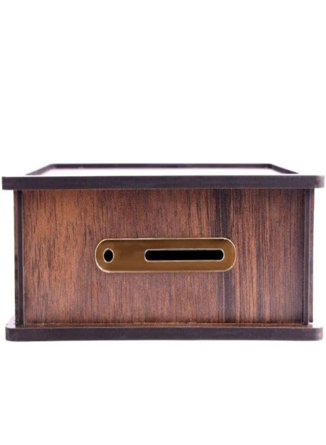 DEILYVERY Wooden Money Saving Box with Lock, Big Size Piggy Bank, 1 Lakh Target with Numbers, Undiyal Hundi for Kids and Adults (Golden) - Image 2