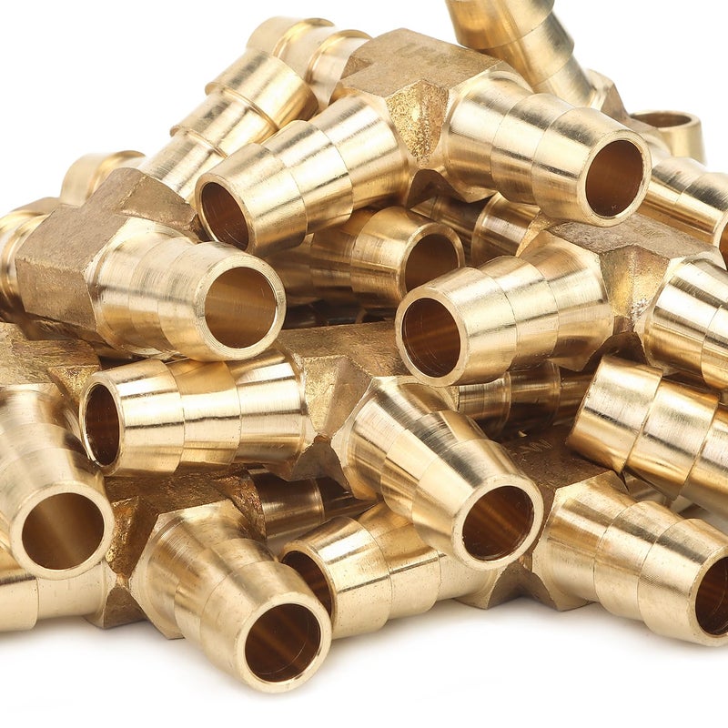 LTWFITTING Brass Barb Tee Fitting 38Inch ID Hose for Water Fuel BoatPack of 5