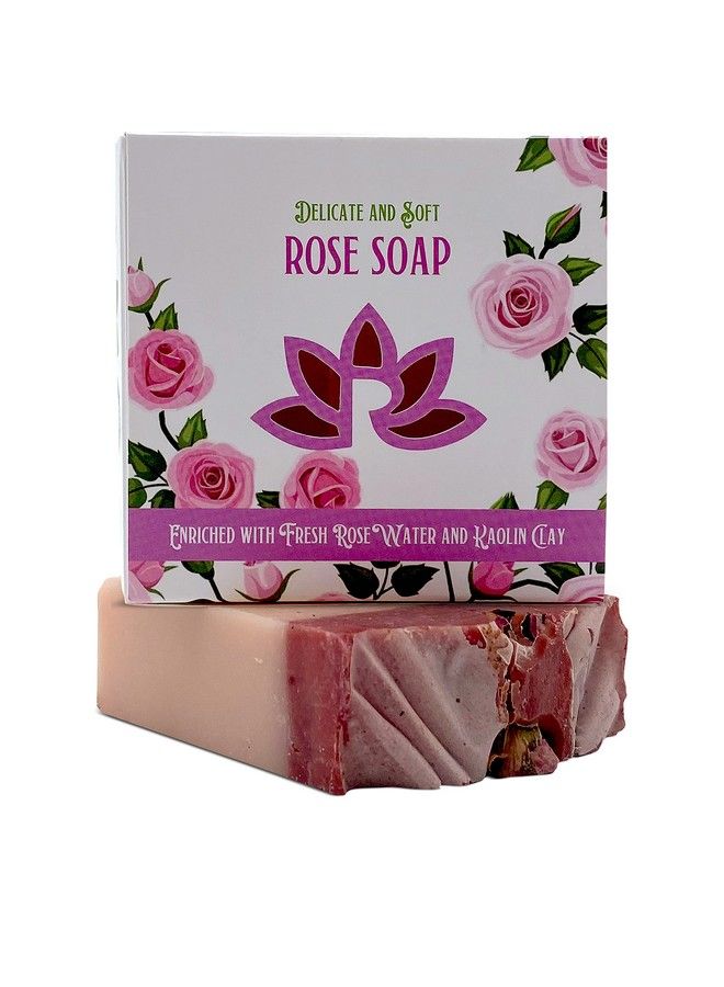 Relaxcation Vegan Natural Cold Process Soap With Fresh Rose Water Kaolin Clay Rose Petals Moisturizing Coconut Oil Gentle Pink Soap For Sensitive Skin Perfect For Face And Body - Image 4
