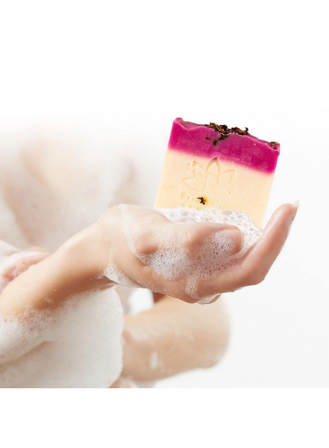 Relaxcation Vegan Natural Cold Process Soap With Fresh Rose Water Kaolin Clay Rose Petals Moisturizing Coconut Oil Gentle Pink Soap For Sensitive Skin Perfect For Face And Body - Image 5