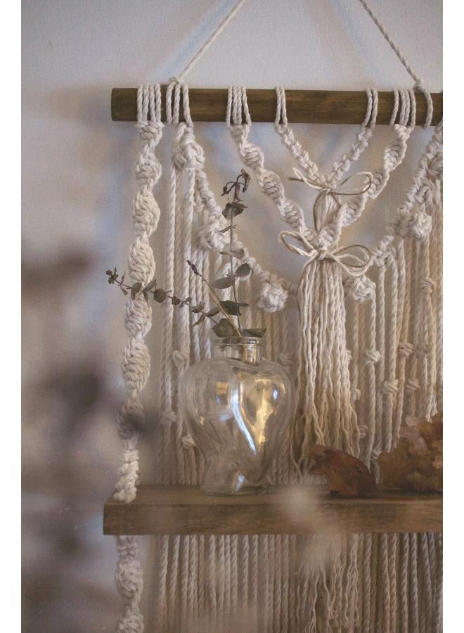 انتيكيانو رف معلق على الحائط بخيوط مكرمية.. ديكور حائط بوهيمي لغرفة النوم - فن جداري من حبل مكرمية منسوج كديكور لرف - Image 4