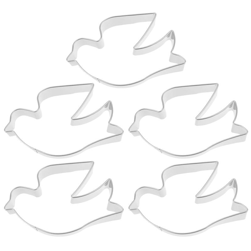 Stainless Steel Pigeon Cookie Cutters Set 5 Pieces Dove Shaped Baking Tools - Image 2