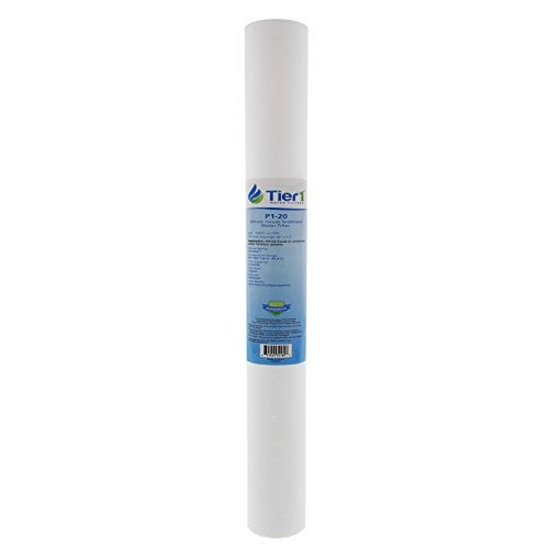 Tier1 1 Micron 20 Inch x 2.5 Inch | Spun Wound Polypropylene Whole House Sediment Water Filter Replacement Cartridge | Compatible with Pentek P1-20, SP-P1-20, PX01-20, Home Water Filter - Image 1