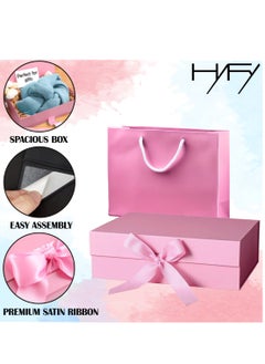 HYFY Pink Gift Box With Gift Bag 32x20x10cm Large luxury Gift box Pink Gift Boxes Magnetic Closure with Ribbon with Foldable Lid boxes for Women Wedding bridal Gifts Birthday Wedding Gifts Packaging  - Image 2