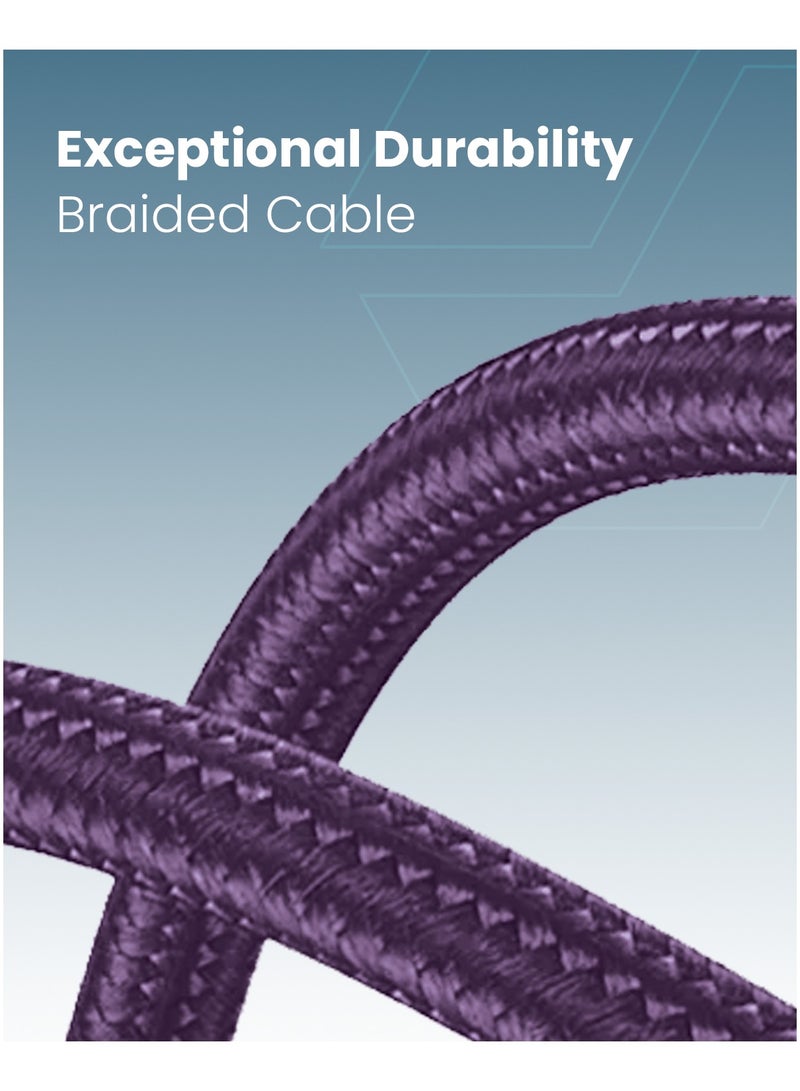 Moxedo Moxedo 3 in 2 Charging Cable Interchangeable USB-A/USB-C to L (2X)/ USB-C PD Fast Charging 100W 1.2m Length Braided Cable for Phones, Tablets, Headphones (Purple)  - Image 3