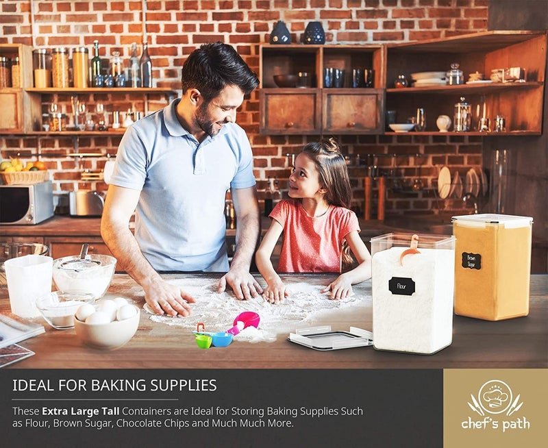 Chef's Path Extra Large Airtight Flour and Sugar Storage Containers with Lids  Set of 2  6.5L Pantry Canisters for Bulk Flour and Sugar Storage - Transparent - Image 5