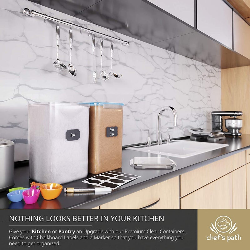 Chef's Path Extra Large Airtight Flour and Sugar Storage Containers with Lids  Set of 2  6.5L Pantry Canisters for Bulk Flour and Sugar Storage - Transparent - Image 4