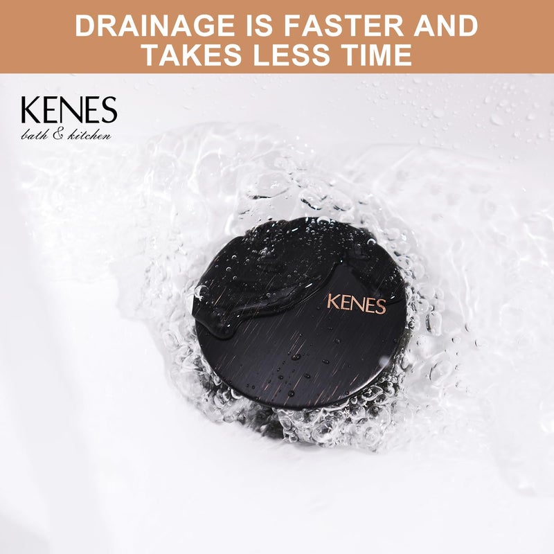 KENES Oil Rubbed Bronze Bathroom Vessel Pop Up Sink Drain, Vanity Faucet Sink Drain Stopper, Sink Drain Assembly Without Overflow Anti Clog Pop Up Drain - Image 5