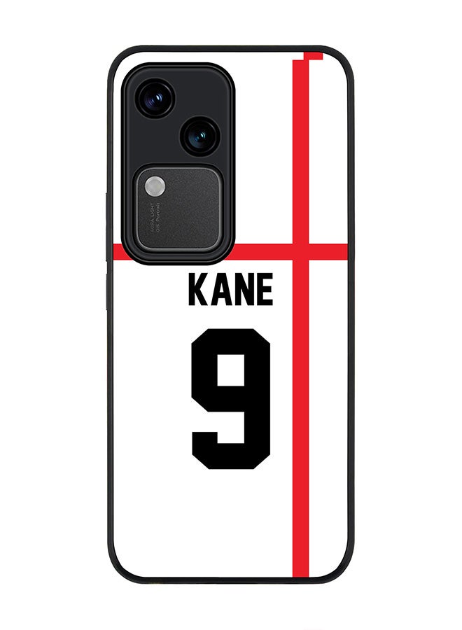 Stylizedd Rugged Black edge case for Vivo V30 5G, Slim fit Soft Case Flexible TPU Gel Thin Cover -  Football Team - England, Player Name - Kane - Image 1