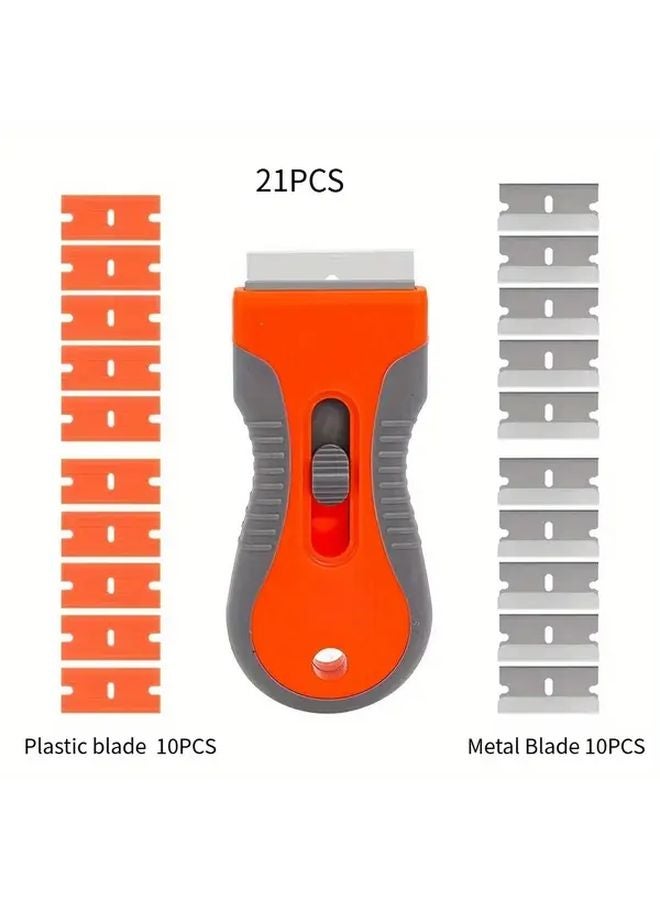 Yellow 21pcs Multi Functional Scraper Tool with 20 Blades Extendable Handle - Image 3