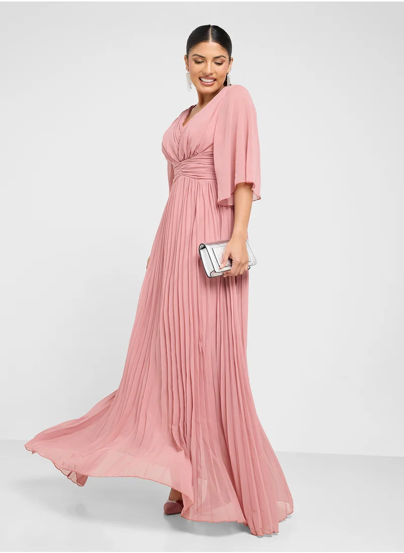 ايلا Pleated Dress With Flouncy Sleeves