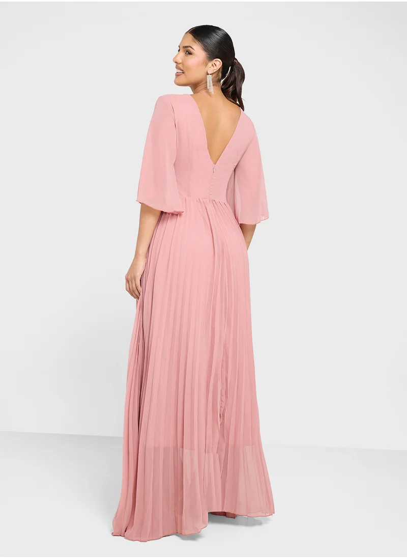 ايلا Pleated Dress With Flouncy Sleeves