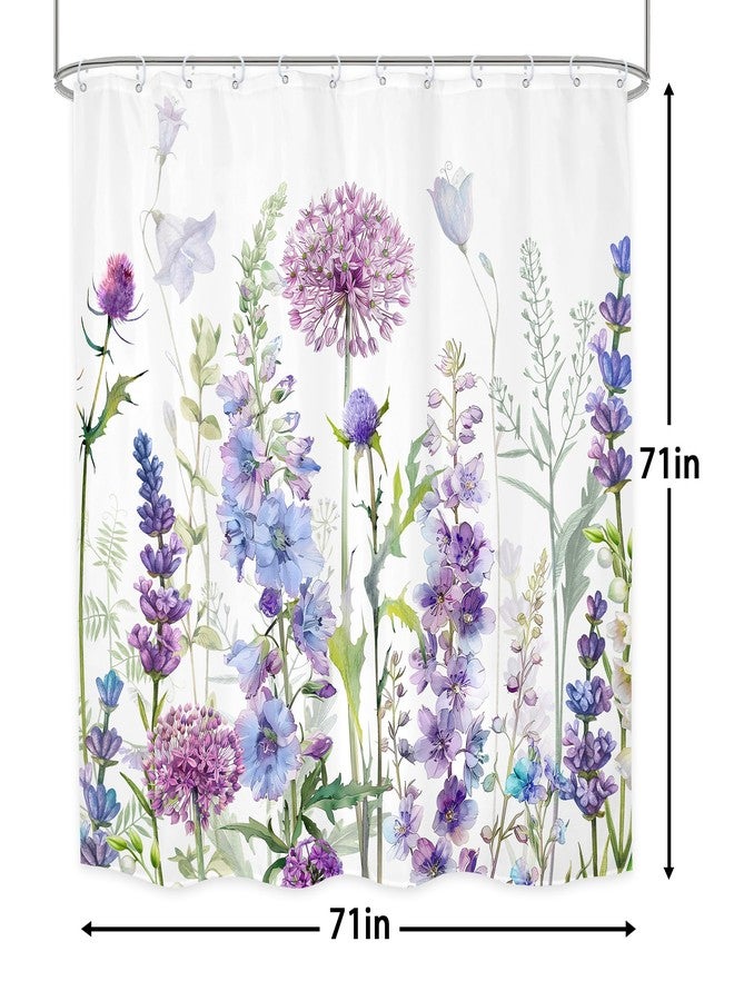 LGhtyro Purple Floral Flower Shower Curtain 71Wx71H Inches, Lilac Lavender Summer Hydrangea Shower Curtain, Rustic Wildflower Dandelion Plant Vibrant Bathroom Set Bath Accessories Home Decor 12 Hooks - Image 5