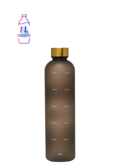 Prickly Pear DAY 1L Water Tracking Bottle - Black