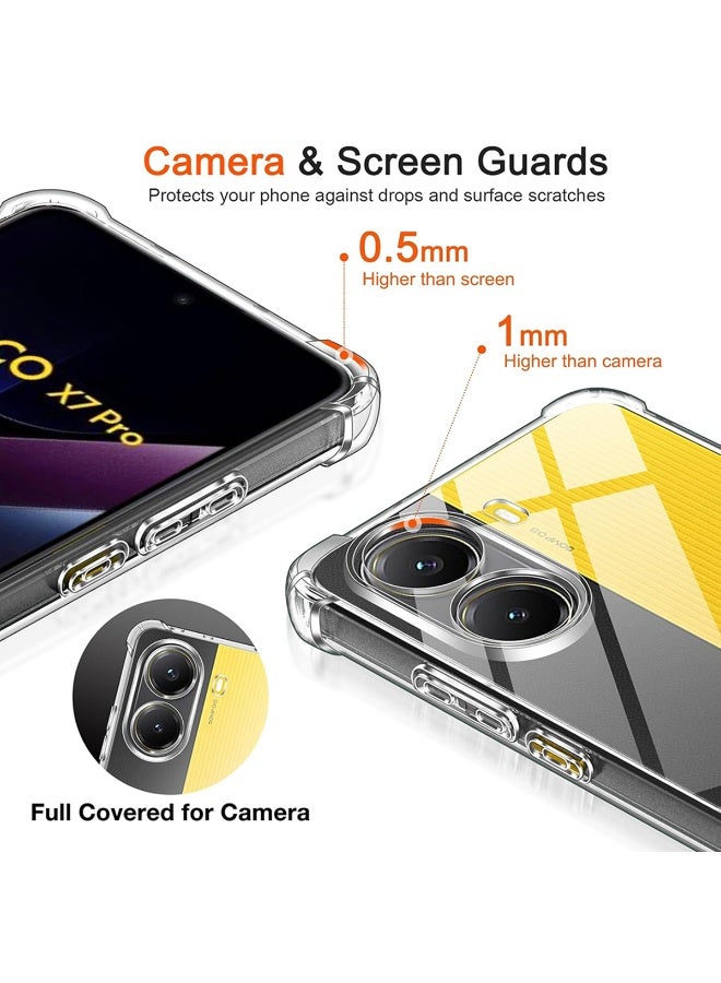 TEXEEM Case for Poco X7 Pro, Crystal Clear Shockproof Transparent Soft TPU Bumper Cover with 4-Corner Airbag Protection, Anti-Yellowing Anti-Scratch Slim Phone Case - Image 3