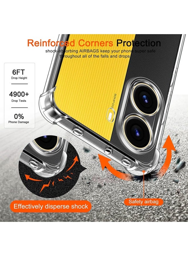 TEXEEM Case for Poco X7 Pro, Crystal Clear Shockproof Transparent Soft TPU Bumper Cover with 4-Corner Airbag Protection, Anti-Yellowing Anti-Scratch Slim Phone Case - Image 4