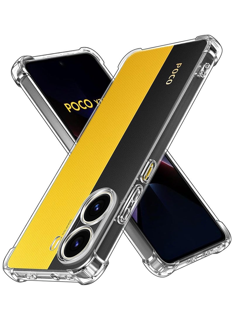 TEXEEM Case for Poco X7 Pro, Crystal Clear Shockproof Transparent Soft TPU Bumper Cover with 4-Corner Airbag Protection, Anti-Yellowing Anti-Scratch Slim Phone Case - Image 2