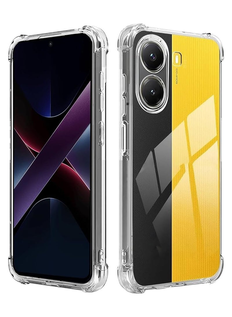 TEXEEM Case for Poco X7 Pro, Crystal Clear Shockproof Transparent Soft TPU Bumper Cover with 4-Corner Airbag Protection, Anti-Yellowing Anti-Scratch Slim Phone Case - Image 1