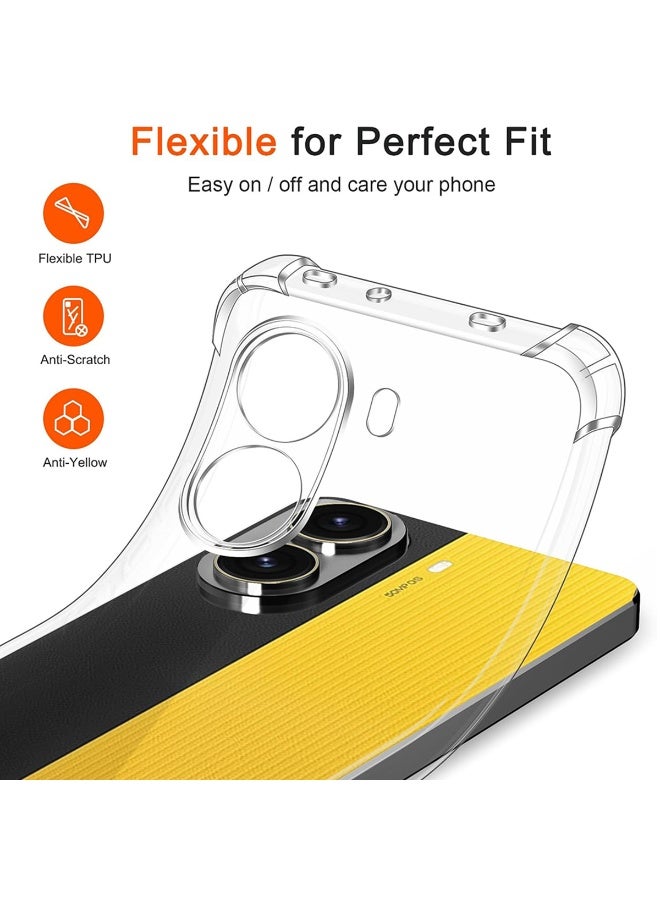 TEXEEM Case for Poco X7 Pro, Crystal Clear Shockproof Transparent Soft TPU Bumper Cover with 4-Corner Airbag Protection, Anti-Yellowing Anti-Scratch Slim Phone Case - Image 5