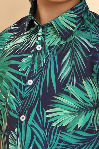 ENCIGER Boys Printed Casual Hawaiian Shirt Short Sleeve Button Down Beach Shirt for Kids (KS1_Green Navy_8_9Y) - Image 3