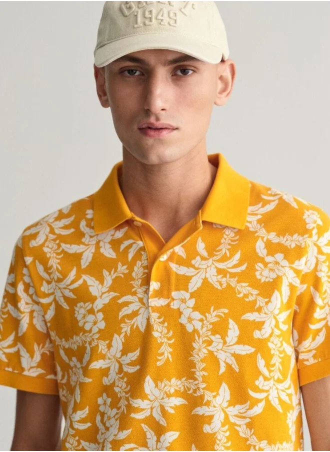 GANT Gant Palm Lei Print Piqué Polo Shirt