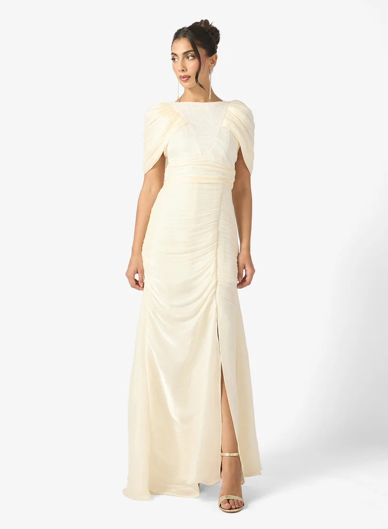Namshi x Evening Dress With Embellished Neck