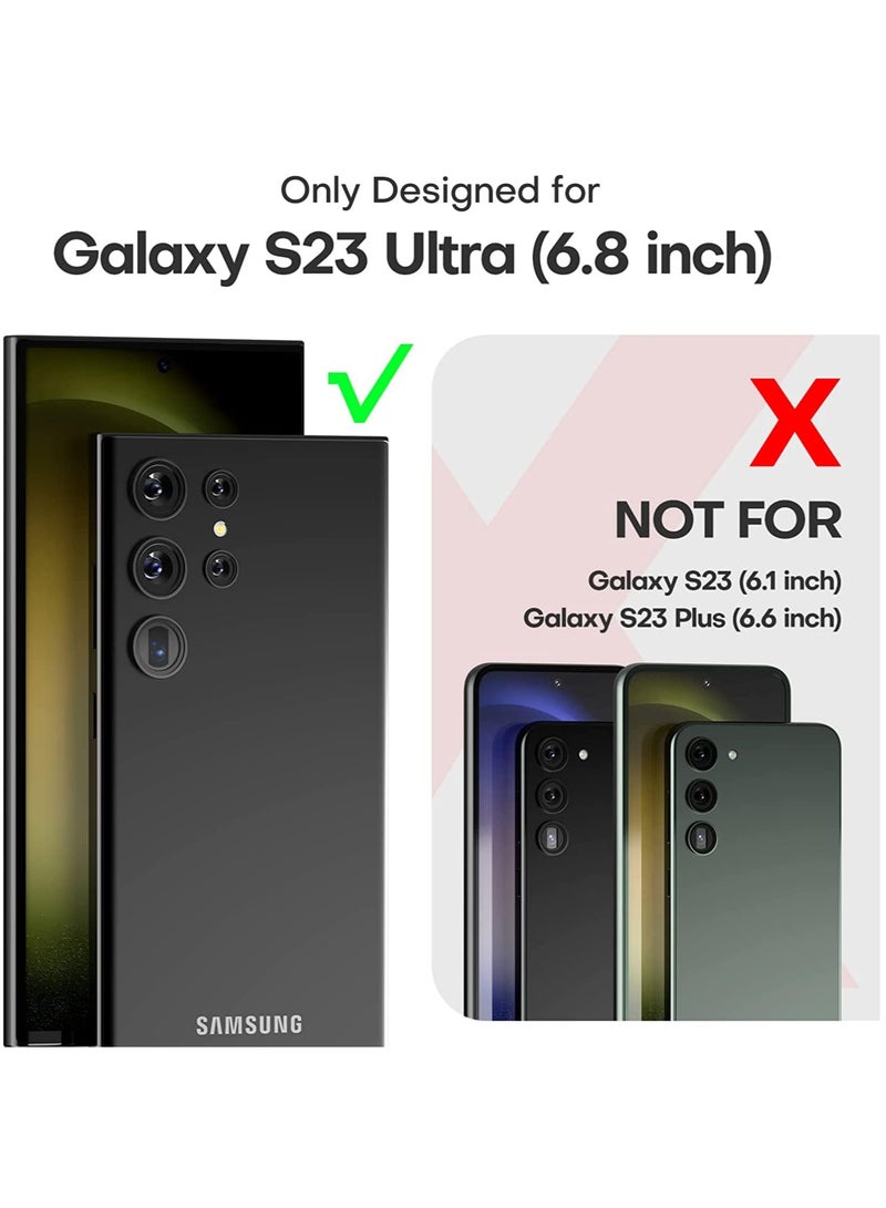 غطاء خلفي أسود شفاف 5 في 1 لهاتف Samsung Galaxy S23 Ultra مقاس 6.8 بوصات X1، واقي شاشة ناعم من مادة TPU X2، واقي زجاجي مقوى لعدسة الكاميرا X2، حافظة هاتف شفافة رفيعة وملحقات حماية - Image 2