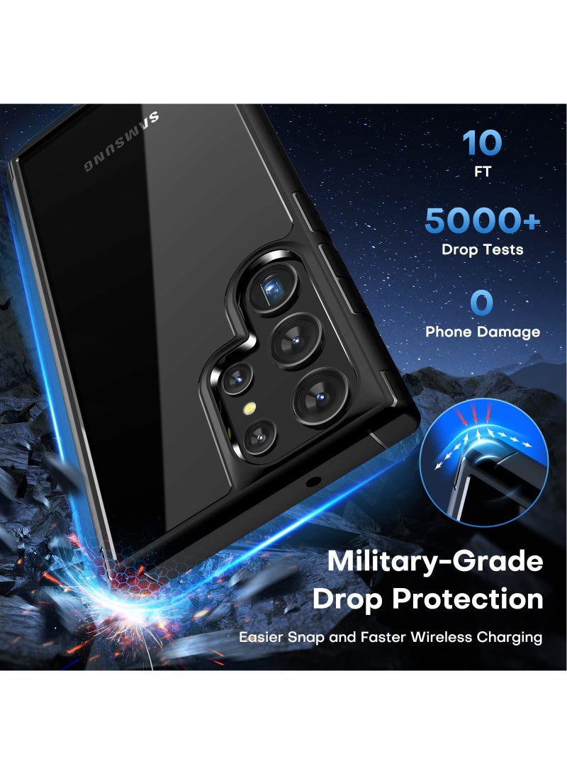 غطاء خلفي أسود شفاف 5 في 1 لهاتف Samsung Galaxy S23 Ultra مقاس 6.8 بوصات X1، واقي شاشة ناعم من مادة TPU X2، واقي زجاجي مقوى لعدسة الكاميرا X2، حافظة هاتف شفافة رفيعة وملحقات حماية - Image 5