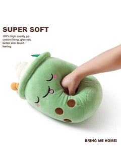 SYOSI Cartoon Bubble Milk Tea Plush Pillow Cute Stuffed Boba Milk Tea Cup Plushies Doll Toy Soft Kawaii Hugging Plush Toys Gifts for Kids Green 9.4 inch  - Image 4