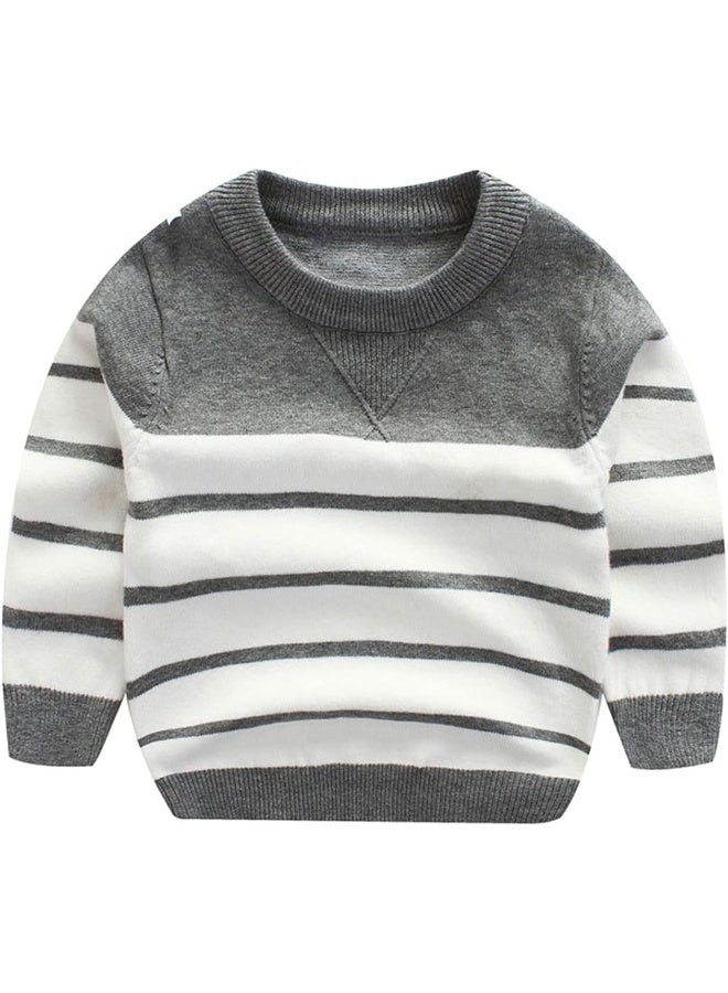 Peecabe Peecabe Kids Boys Cable Knit Sweater Long Sleeve Round Collar Striped Sweatshirt Baby Cotton Pullover Sweater Spring 1-5T - Image 1