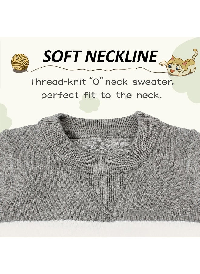 Peecabe Peecabe Kids Boys Cable Knit Sweater Long Sleeve Round Collar Striped Sweatshirt Baby Cotton Pullover Sweater Spring 1-5T - Image 2