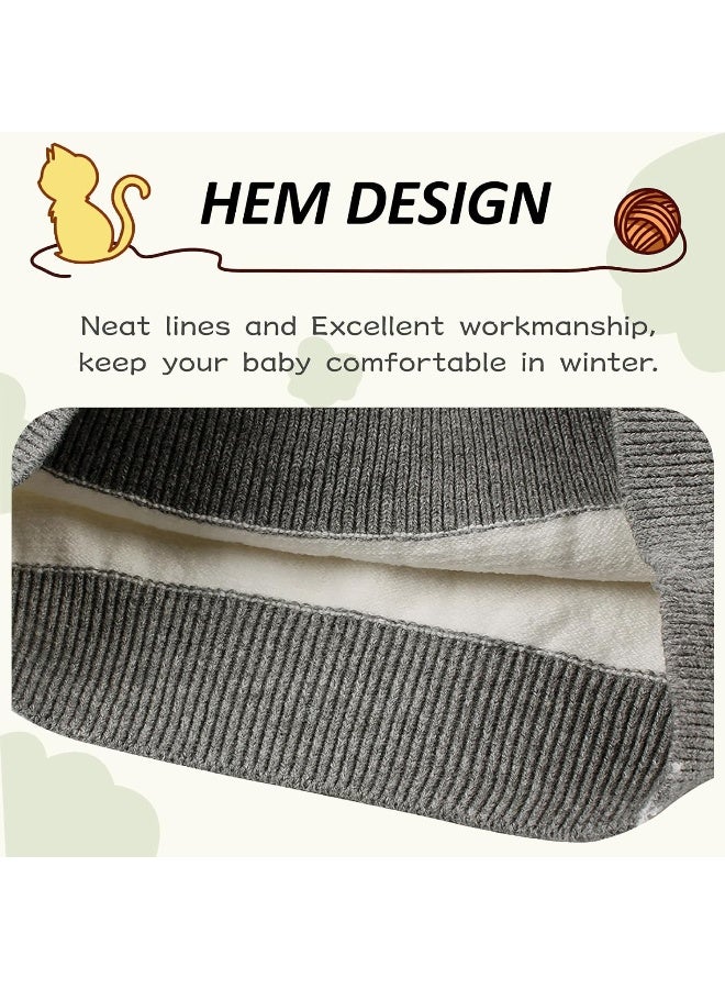 Peecabe Peecabe Kids Boys Cable Knit Sweater Long Sleeve Round Collar Striped Sweatshirt Baby Cotton Pullover Sweater Spring 1-5T - Image 4