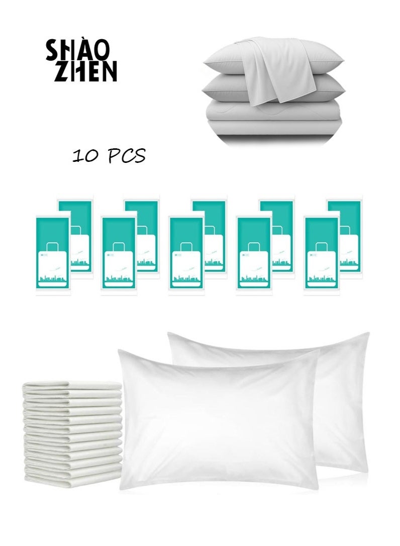 SHAOZHEN Disposable Pillow Case Covers,White Pillowfor Hotels Single Use Pillowcase,Non Woven Pillow Covers,Disposable Portable Bedding for Travel,Disposable Home Bedding Supplies(10 Pcs) - Image 1