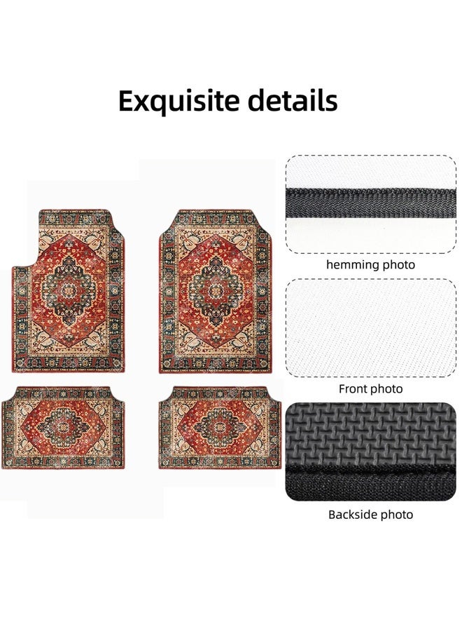 Keranixy 4-Piece Premium Polyester Floor Mat for Cars, SUVs and Trucks, Bohemian Style Carpet Floor Mats for Car,All Weather Protection, Universal to Fit - Image 4