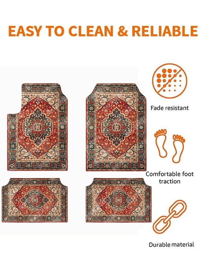 Keranixy 4-Piece Premium Polyester Floor Mat for Cars, SUVs and Trucks, Bohemian Style Carpet Floor Mats for Car,All Weather Protection, Universal to Fit - Image 3