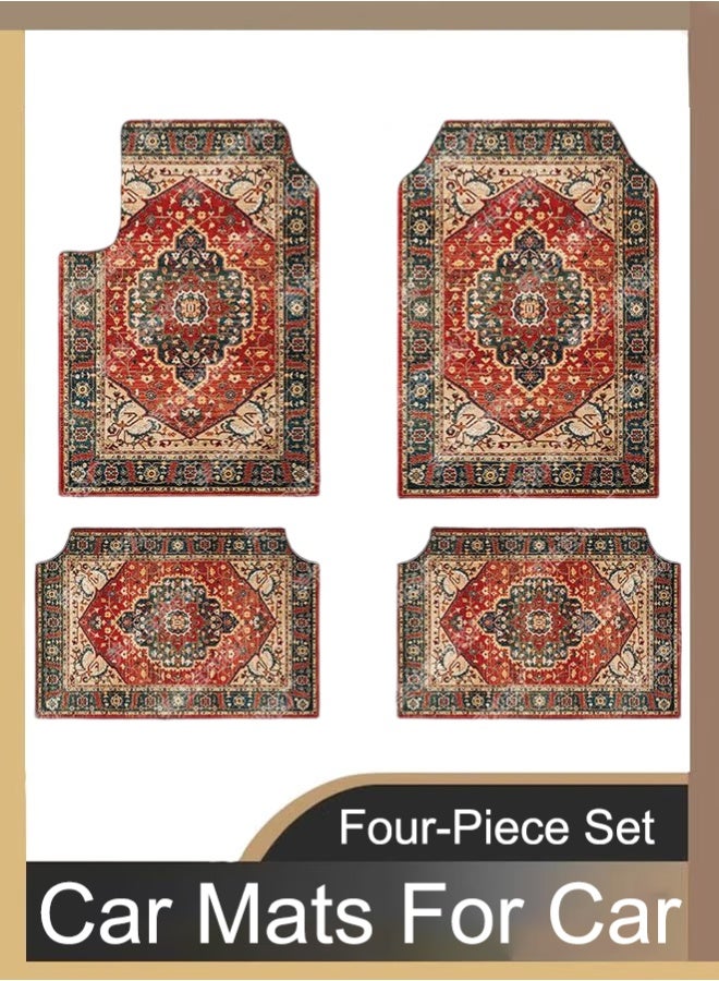 Keranixy 4-Piece Premium Polyester Floor Mat for Cars, SUVs and Trucks, Bohemian Style Carpet Floor Mats for Car,All Weather Protection, Universal to Fit - Image 1