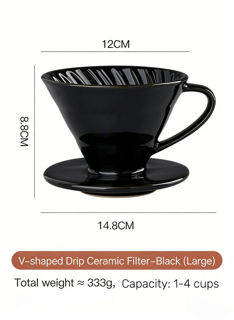 nihao مجموعة V60 المطورة لصنع القهوة بالتنقيط 16 قطعة، مجموعة صانع قهوة V60 مع حقيبة حمل، أسود 600ml - Image 5