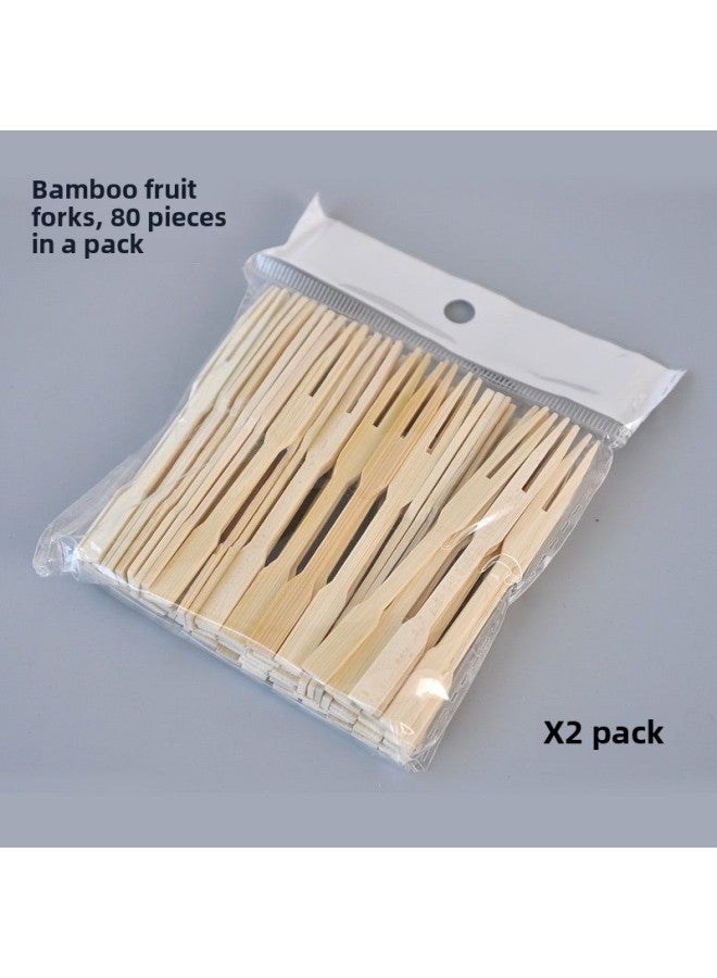 Disposable Fruit Fork Eating Fruit Watermelon Children's Household With Storage Box Small Fork Bento Box Picnic Supplies-Specifications:Friendly City YaoTuo Boutique OPP Bag 2 Packs (about 160 Pieces)  - Image 1