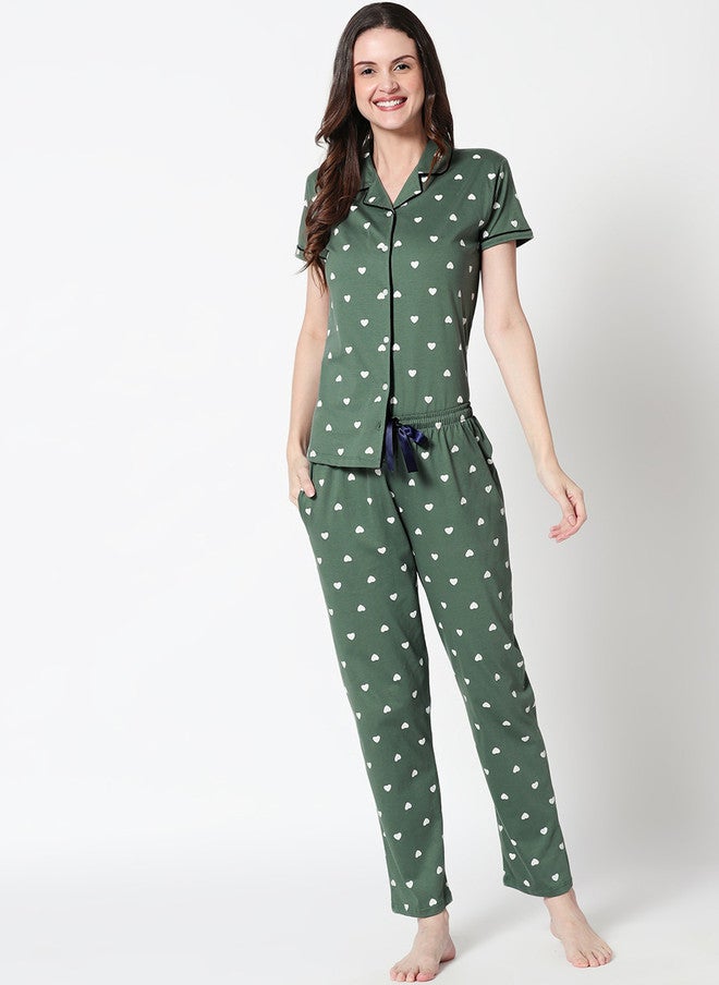 Zeyo Women's Printed Pure Cotton Pajama Set with Shirt and Shorts - Image 5