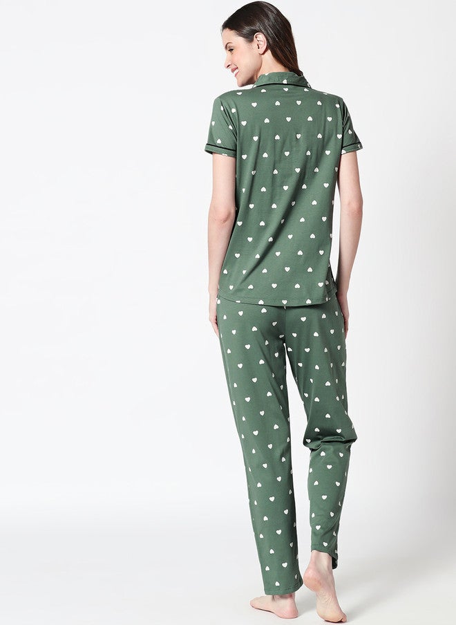 Zeyo Women's Printed Pure Cotton Pajama Set with Shirt and Shorts - Image 4