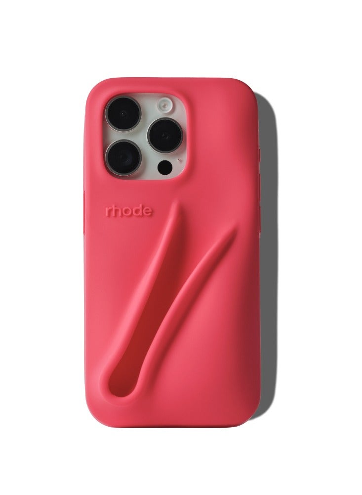 rhode Silicone Lip Holder for Cell Phone, Lip Gloss Adhesive Sleeve for Phone, Lip Holder Stick-on Phone Case, Back Stick On Holder for iPhone 15 Pro （Guava Spritz） - Image 2