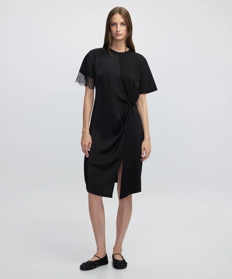 Lace Trim Mixed Dress
