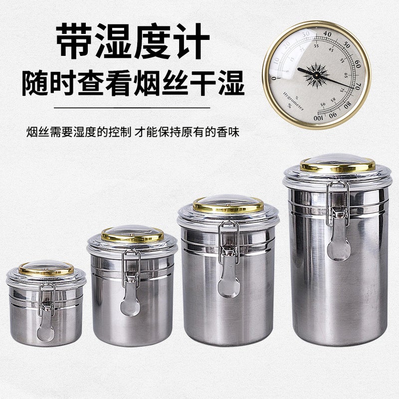 Muxiang Tobacco Moisturizer Sale With Hygrometer Moisturizer Tobacco Pipe Tobacco Jar Stainless Steel Sealed Jar - Image 4